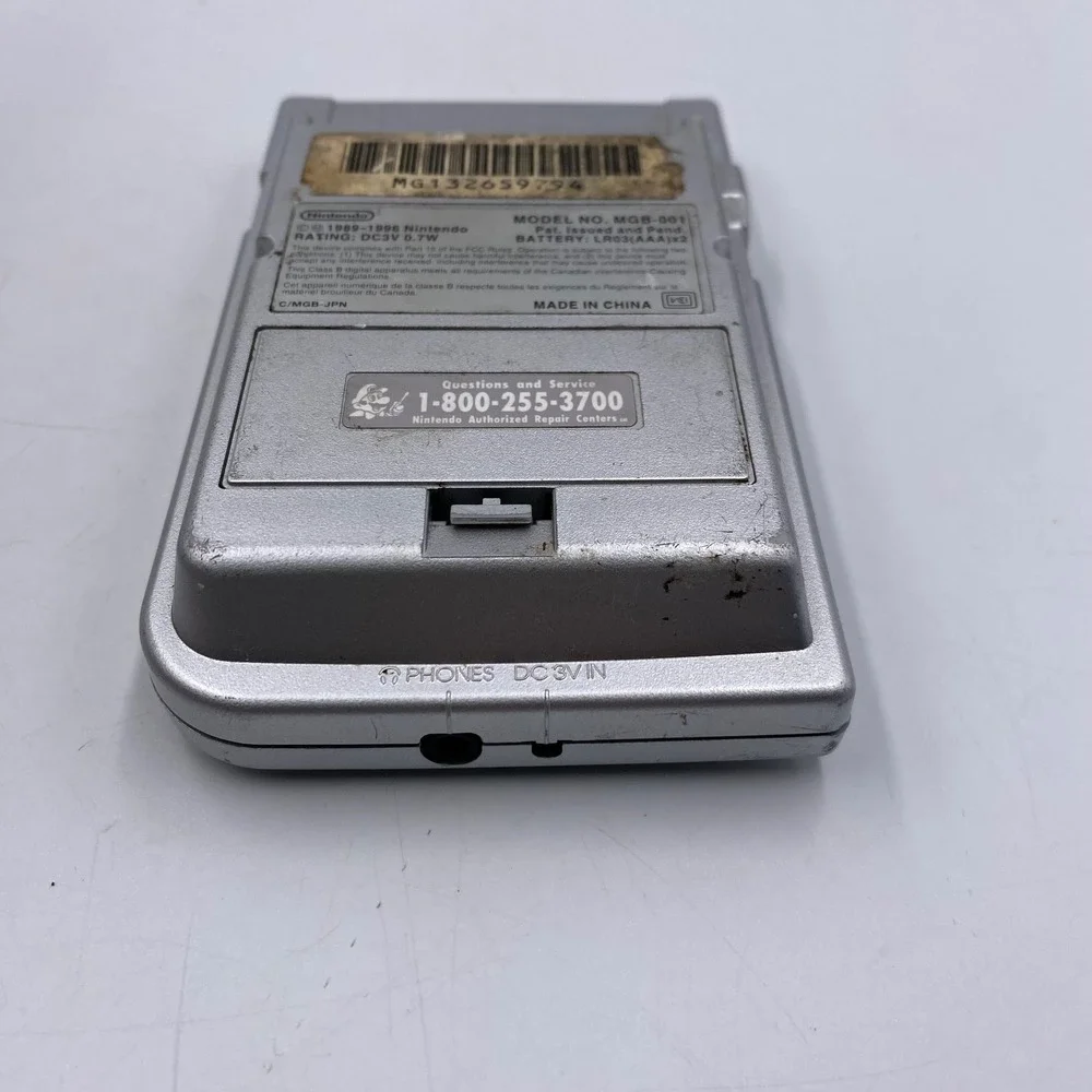 Nintendo Game Boy Pocket Silver MGB-001 Handheld Console with Wario Land II Game